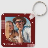 Monogram Naam Foto Trendy Simple Modern Sleutelhanger (Achterkant)