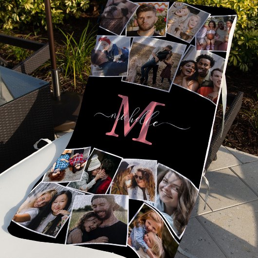 Monogram Naam Fotocollage Strandlaken