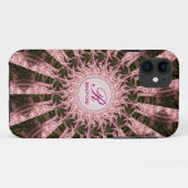Monogram naam Fractal Roos Spiral Art Custom Case-Mate iPhone Case (Achterkant (horizontaal))
