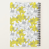 Monogram Naam Geel Grijs Wit Bloemen Notitieboek (Achterkant)