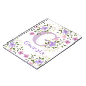 Monogram & naam Georgia met bloemen Notitieboek (Linkerzijde)