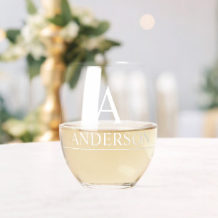 Monogram naam gepersonaliseerd klassiek wijnglas zonder voet