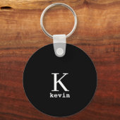 Monogram naam gepersonaliseerd zwarte elegant mode sleutelhanger (Voorkant)