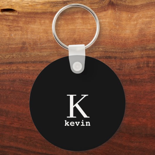 Monogram naam gepersonaliseerd zwarte elegant mode sleutelhanger (Voorkant)