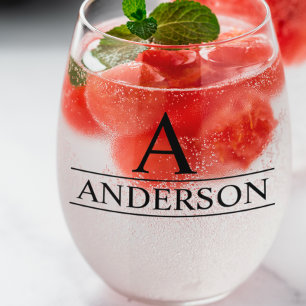 Monogram naam gepersonaliseerde klassieker wijnglas zonder voet