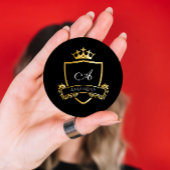 Monogram naam Gold Royal Wedding Ornamental Classy Ronde Sticker