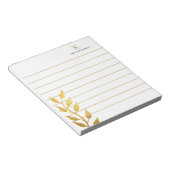 Monogram Naam Golden Leaves Gold Lined Notitieblok (Schuin)