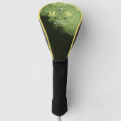 Monogram (naam golfer & initialen) geel groen golfheadcover (Voorkant)
