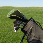 Monogram (naam golfer & initialen) geel groen golfheadcover (Insitu)
