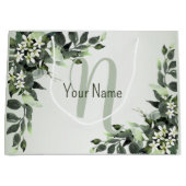 Monogram Naam Greenery Floral Eucalyptus Leaves Groot Cadeauzakje (Voorkant)