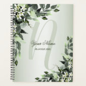 Monogram Naam Greenery Floral Eucalyptus Leaves Planner (Voorkant)