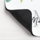 Monogram naam groen blad muismat (Hoek)