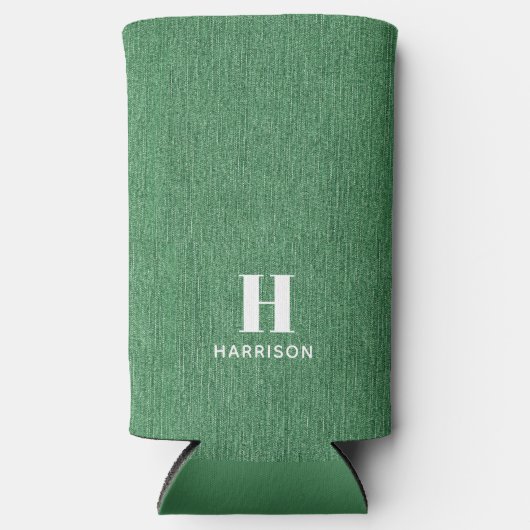 Monogram Naam Groene Denim Print 12oz (Voorkant)