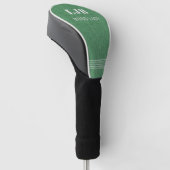 Monogram, naam, groene denimprint, driverhoes golfheadcover (Schuin)