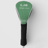 Monogram, naam, groene denimprint, driverhoes golfheadcover (Voorkant)