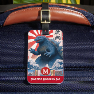 Monogram Naam Hagedis Monster Grappig Retro Bagagelabel