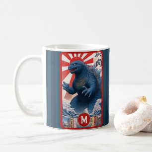 Monogram naam hagedis monster vet retro cool leuk koffiemok