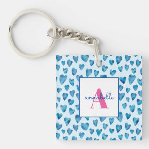 Monogram naam hart patroon sleutelhanger