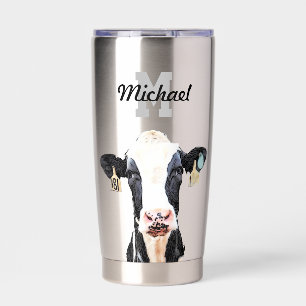 Monogram Naam Holstein Koe Zuivelig Boerderij Vee Geïsoleerde Drinkbeker