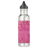 Monogram naam Hot Pink Glitter Sparkle Girly Glam Waterfles (Links)