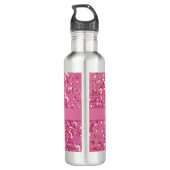 Monogram naam Hot Pink Glitter Sparkle Girly Glam Waterfles (Achterkant)
