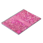 Monogram Naam Hot Pink Glitter Sparkle Girly Notitieboek (Linkerzijde)