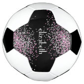 Monogram naam Initiaal Black Pink Silver Glitter Voetbal (Gedraaid)