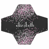 Monogram naam Initiaal Black Pink Silver Glitter Voetbal (Enkel)