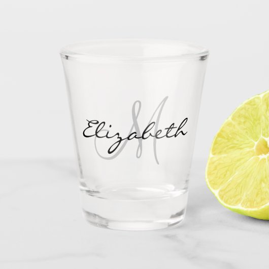 Monogram Naam Initiaal Calligrafie Shot Glas (Voorkant)