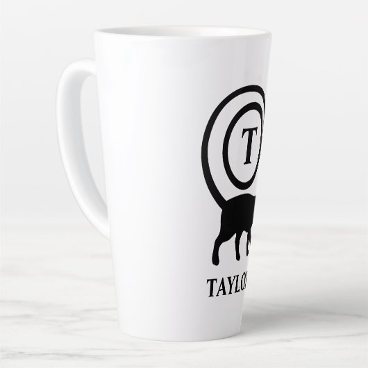 Monogram Naam Initiaal Kitty Cat Lover White Black Latte Mok (Linkerhoek)