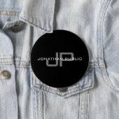 Monogram naam Initiaal Letter Black Sjabloon Huge Ronde Button 4,0 Cm (In situ)