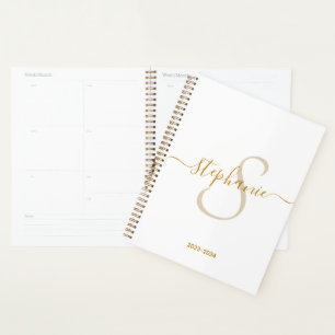 Monogram Naam Initiaal Modern Goud Script Planner