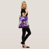 Monogram Naam Initiaal Paarse Viooltje Bloemendrac Draagtas (Op model)