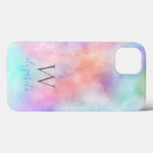 Monogram naam initiaal regenboog waterverf pastel  Case-Mate iPhone case (Achterkant (horizontaal))