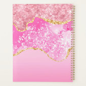 Monogram Naam Initiaal Roze Glam Glitter Planner (Achterkant)