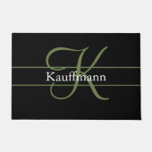 Monogram naam initiaal script zwart groen wit deurmat (Voorkant)