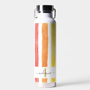 Monogram Naam Initiaal Waterverf Regenboogstrips Waterfles
