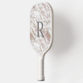 Monogram Naam Initiaal White Grey Gold Pink Marble Pickleball Paddle (Links)