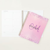 Monogram Naam Initialen Roze Paarse Glitter Planner (Display)