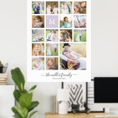 Monogram naam kalligrafie wit 16 foto collage poster (Thuiskantoor)