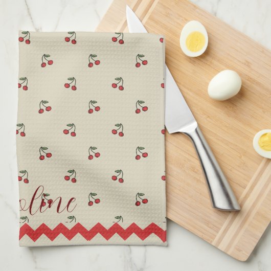 Monogram Naam Kersen Handdoek (Quarter Fold)