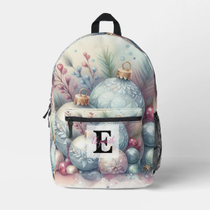 Monogram naam kerstboom ornamenten waterverf bedrukte rugzak