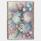 Monogram naam kerstboom ornamenten waterverf deken (Voorkant Verticaal)