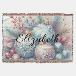 Monogram naam kerstboom ornamenten waterverf deken