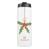 Monogram Naam Kerstmis Holly Winter Floral