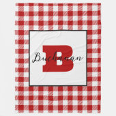 Monogram Naam Klassieke Rode Picknick Fleece Deken (Voorkant)