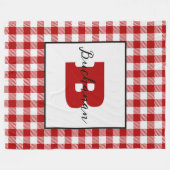 Monogram Naam Klassieke Rode Picknick Fleece Deken (Voorkant (Horizontaal))