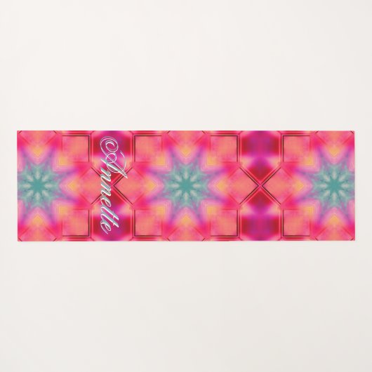 Monogram Naam Kleurrijk Blauw Sterrenpatroon | Yogamat (Achterkant (horizontaal))