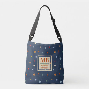 Monogram naam Kleurrijke Waterverf Chic Polka Dot Crossbody Tas