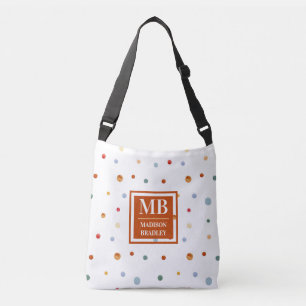Monogram naam Kleurrijke Waterverf Chic Polka Dot Crossbody Tas